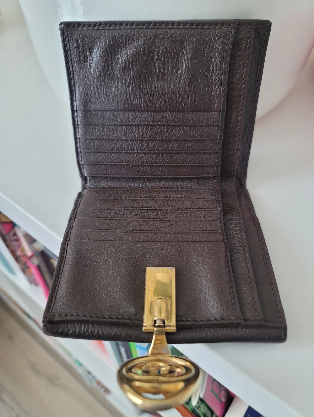 Gucci Brown/Beige GG Canvas and Leather Interlocking Icon French Wallet - Picture 7 of 13